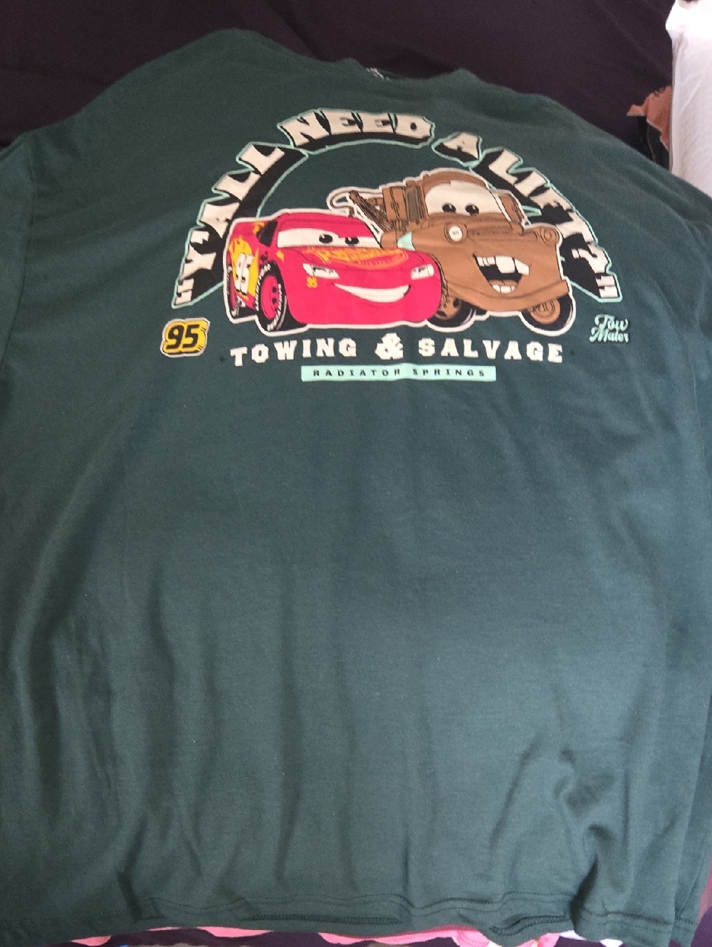 Cars Graphic Tee - 'Towing & Salvage' Dark Green
